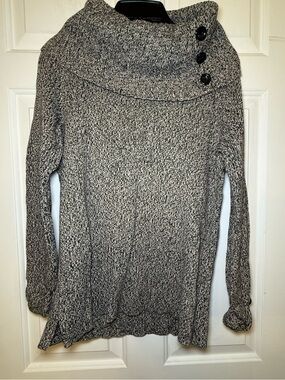 Colette Mordo Vintage Marked Black White Cowl Neck Sweater LARGE Preppy Y2K 90’s